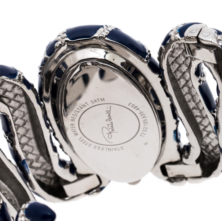 Pre Owned Roberto Cavalli Silver Stainless Steel Cleopatra R7253195635 Women's Wristwatch 40 mm