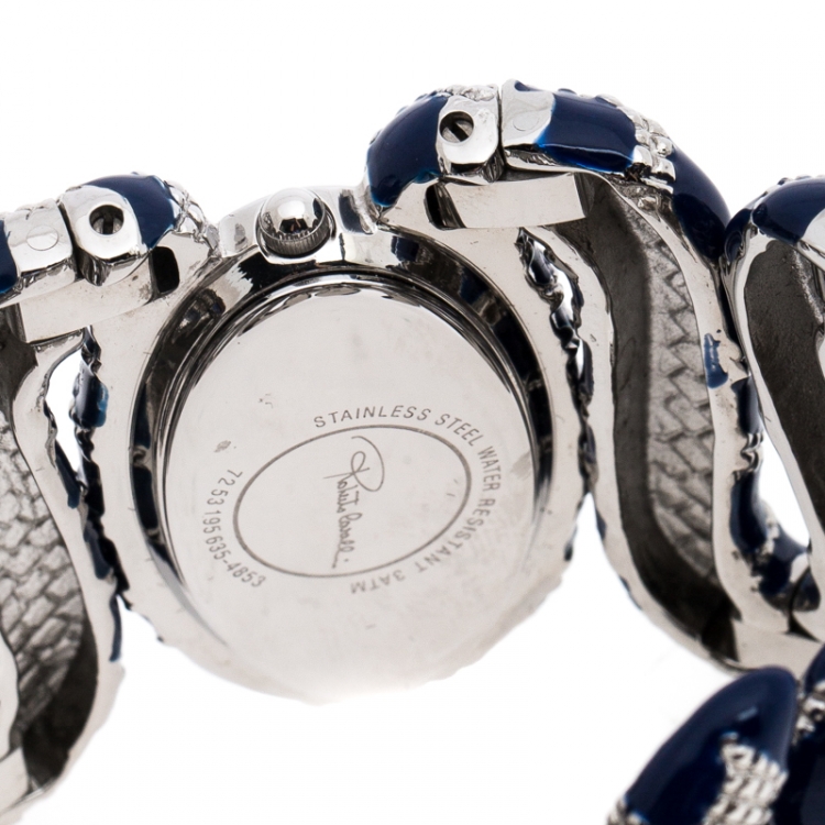Pre Owned Roberto Cavalli Silver Stainless Steel Cleopatra R7253195635 Women's Wristwatch 40 mm
