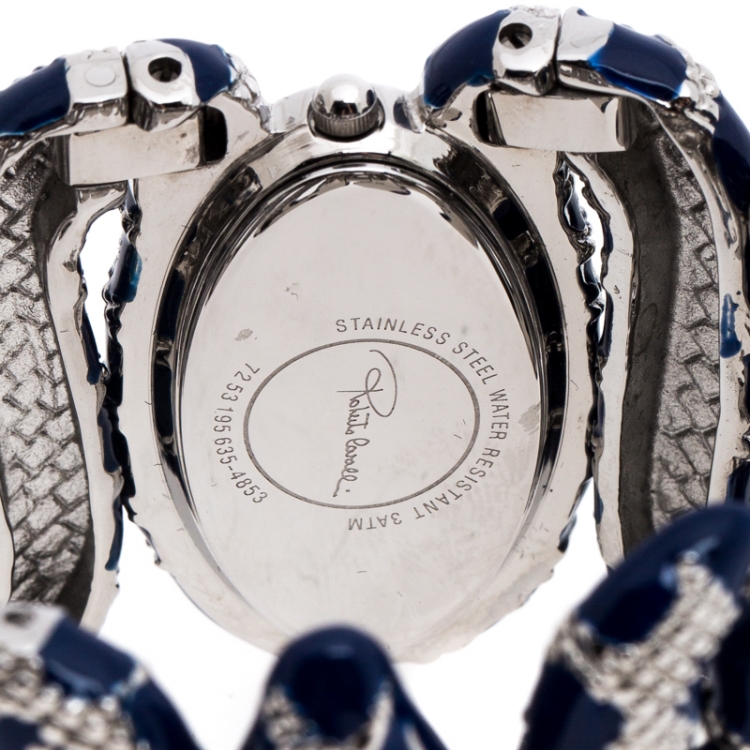 Pre Owned Roberto Cavalli Silver Stainless Steel Cleopatra R7253195635 Women's Wristwatch 40 mm