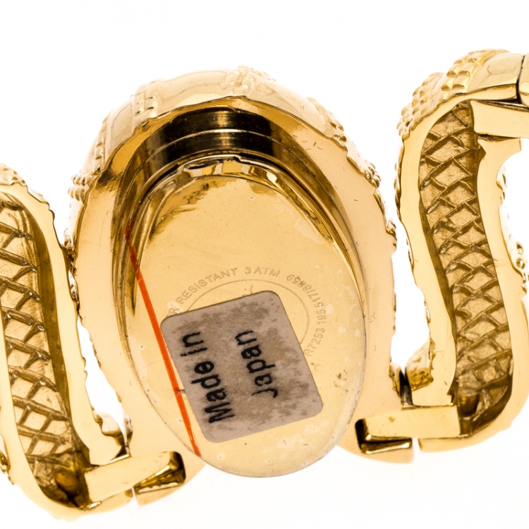 Pre Owned Roberto Cavalli Yellow Gold Plated Stainless Steel Cleopatra R7253195517 Women's Wristwatch 40 mm