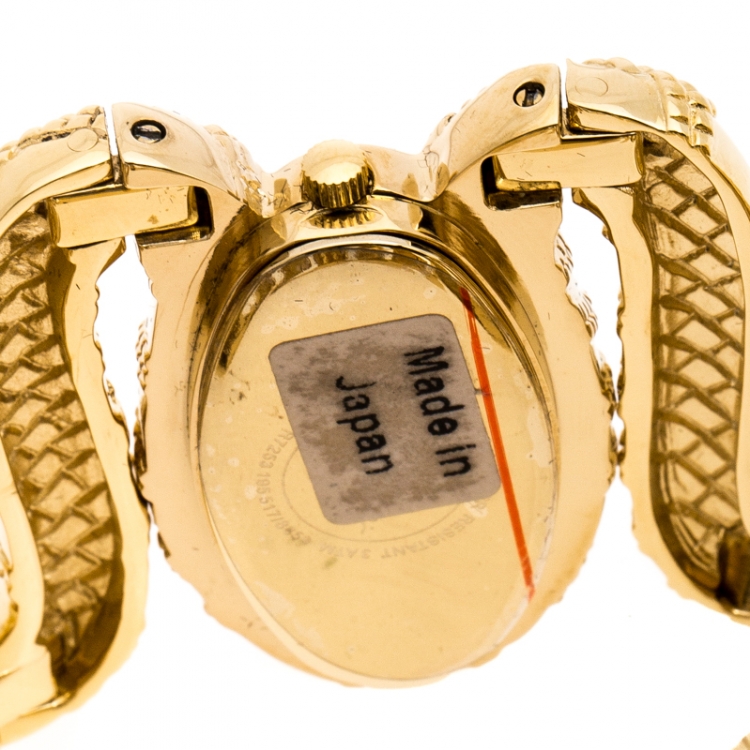 Pre Owned Roberto Cavalli Yellow Gold Plated Stainless Steel Cleopatra R7253195517 Women's Wristwatch 40 mm