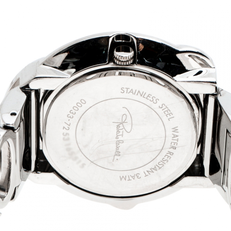 Pre Owned Robertto Cavalli Silver Stainless Steel Snake Women's Wristwatch 38 MM