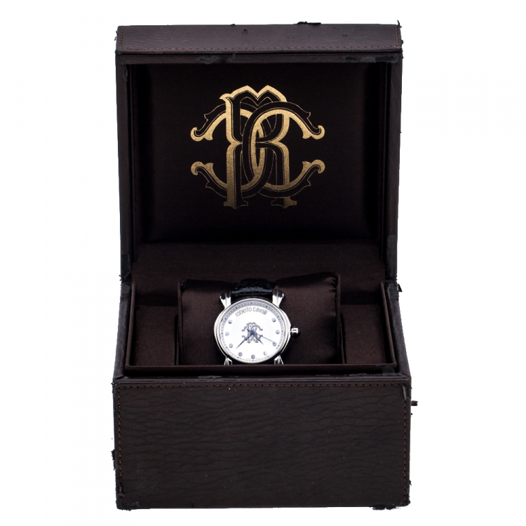 Pre Owned Roberto Cavalli Silver Stainless Steel Anniversary Collection 7251172615 Women's Wristwatch 40 mm