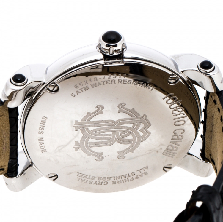 Pre Owned Roberto Cavalli Silver Stainless Steel Anniversary Collection 7251172615 Women's Wristwatch 40 mm
