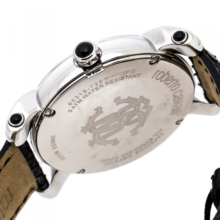 Pre Owned Roberto Cavalli Silver Stainless Steel Anniversary Collection 7251172615 Women's Wristwatch 40 mm
