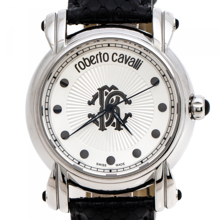 Pre Owned Roberto Cavalli Silver Stainless Steel Anniversary Collection 7251172615 Women's Wristwatch 40 mm