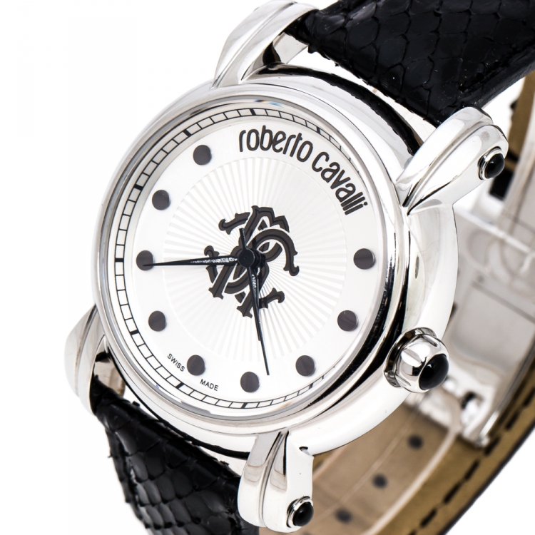 Pre Owned Roberto Cavalli Silver Stainless Steel Anniversary Collection 7251172615 Women's Wristwatch 40 mm