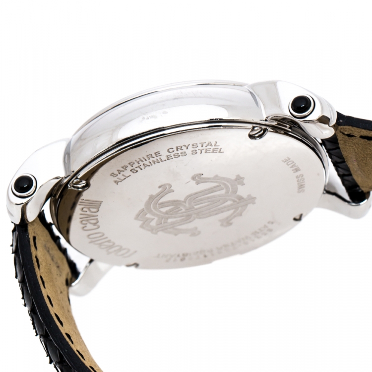 Pre Owned Roberto Cavalli Silver Stainless Steel Anniversary Collection 7251172615 Women's Wristwatch 40 mm