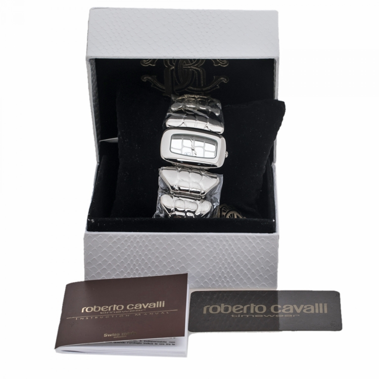 Pre Owned Roberto Cavalli Silver Stainless Steel R7253198015 Women's Wristwatch 38 mm