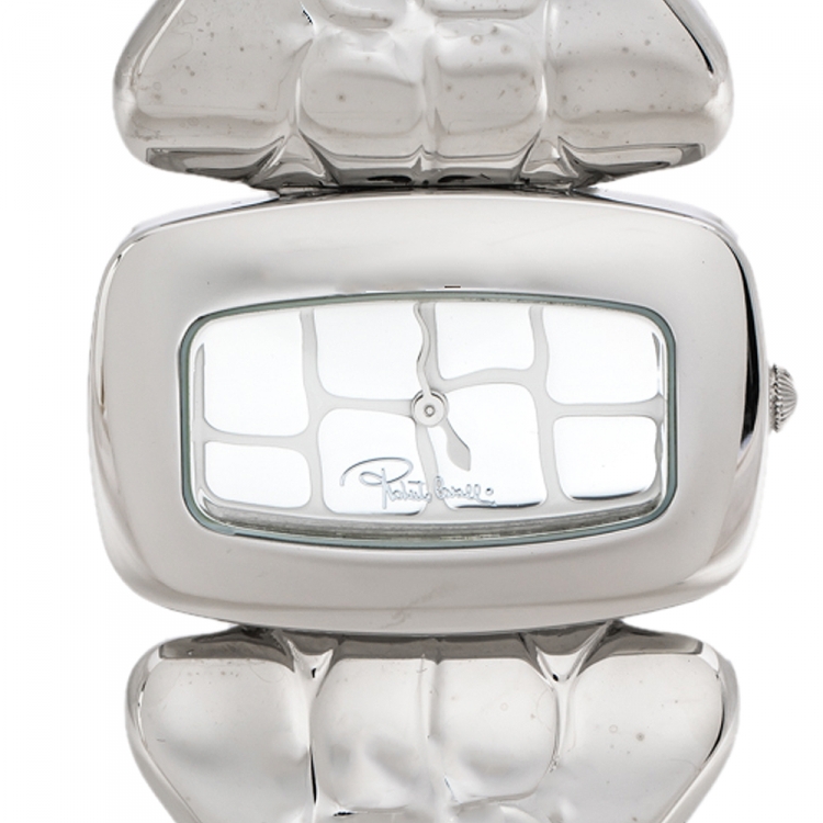 Pre Owned Roberto Cavalli Silver Stainless Steel R7253198015 Women's Wristwatch 38 mm