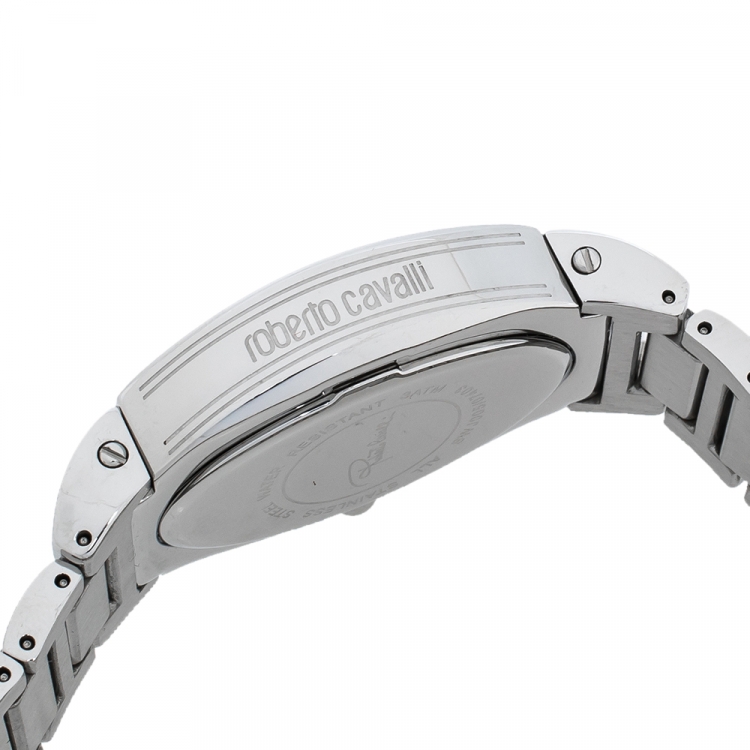 Pre Owned Roberto Cavalli Silver Stainless Steel Diana SWJ005 Women's Wristwatch 28 mm
