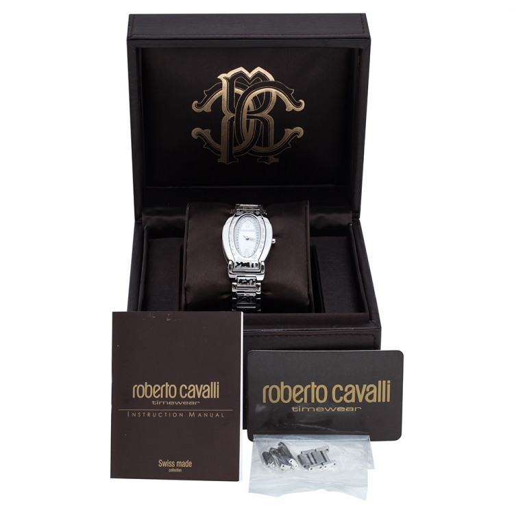 Pre Owned Roberto Cavalli Silver Stainless Steel Diana SWJ005 Women's Wristwatch 28 mm