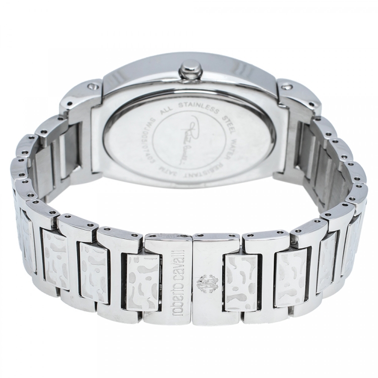 Pre Owned Roberto Cavalli Silver Stainless Steel Diana SWJ005 Women's Wristwatch 28 mm