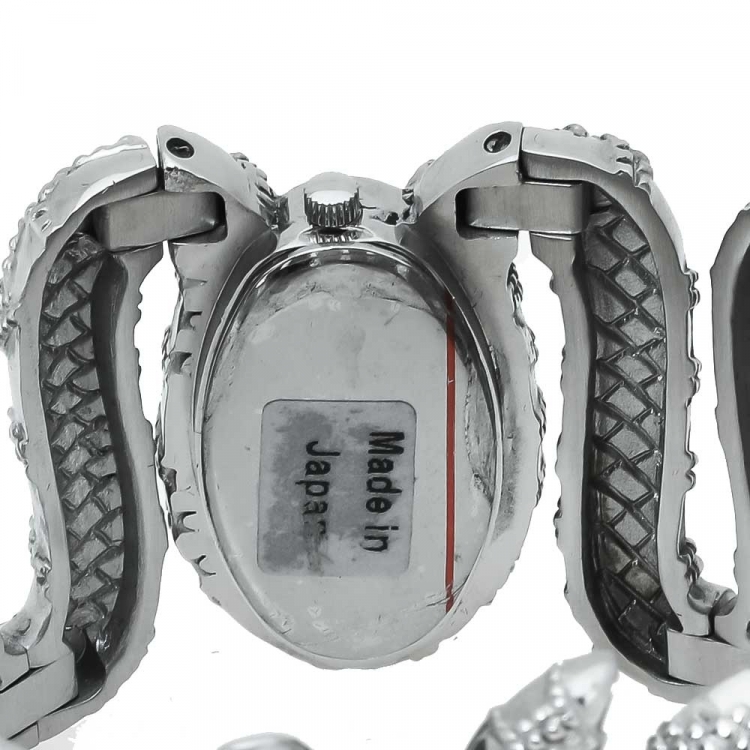 Pre Owned Roberto Cavalli Silver Stainless Steel Cleopatra R7253195515 Women's Wristwatch 40 mm
