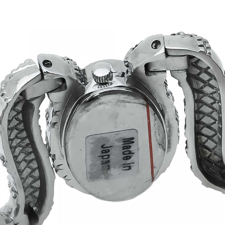 Pre Owned Roberto Cavalli Silver Stainless Steel Cleopatra R7253195515 Women's Wristwatch 40 mm
