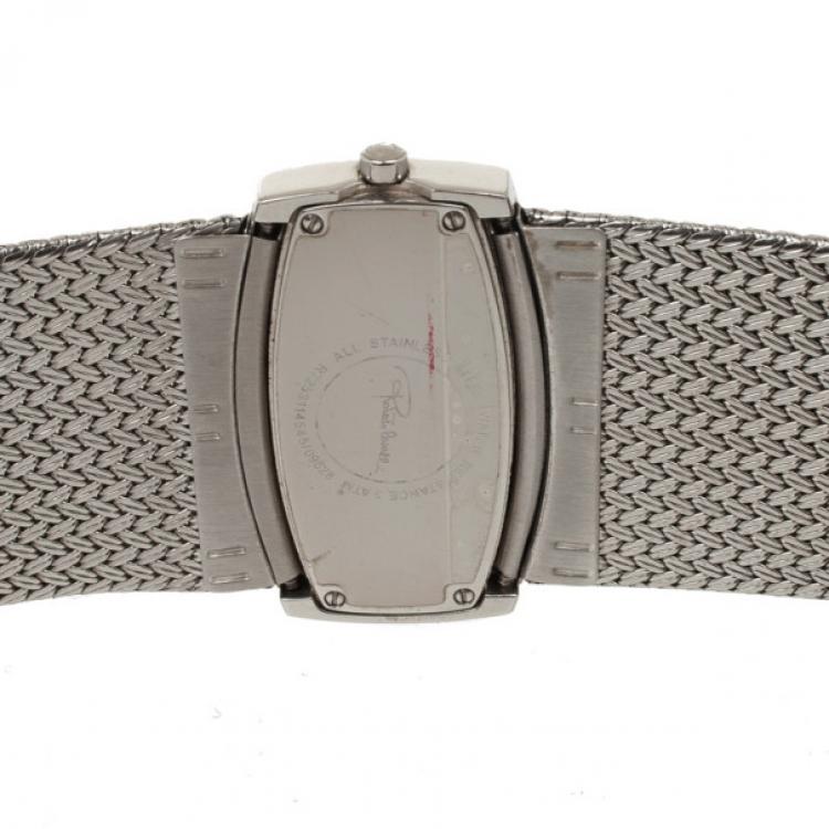 Pre Owned Roberto Cavalli Pave Ellisse Silver Plated Womens Bracelet Wristwatch 40 MM