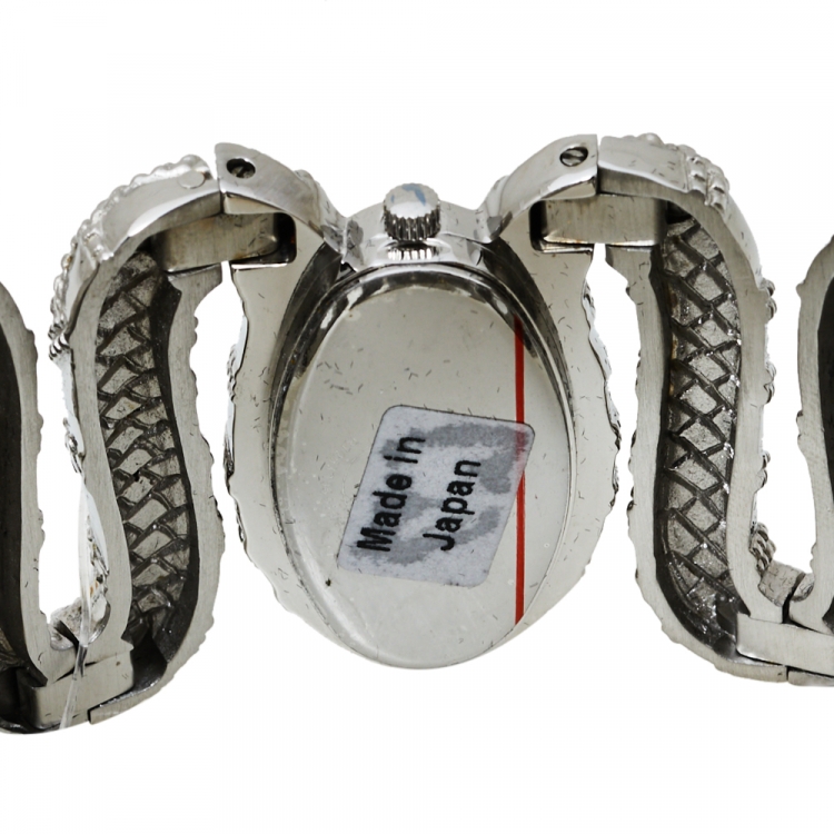 Pre Owned Roberto Cavalli Silver Stainless Steel Cleopatra R7253195515 Women's Wristwatch 40 MM