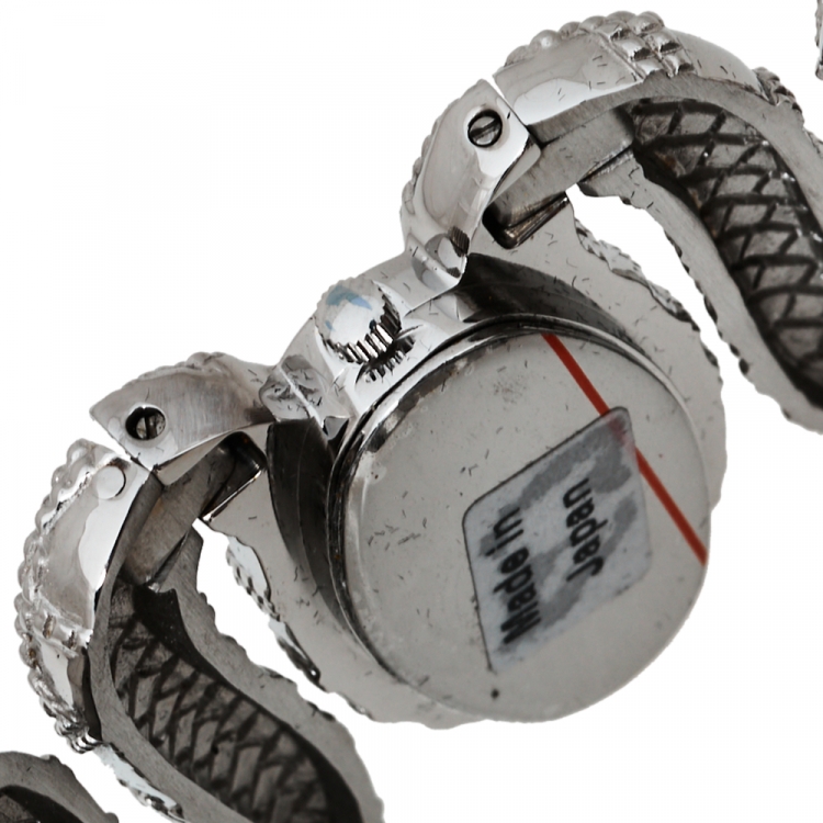 Pre Owned Roberto Cavalli Silver Stainless Steel Cleopatra R7253195515 Women's Wristwatch 40 MM
