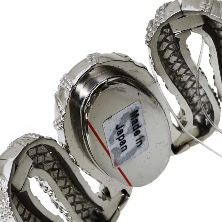 Pre Owned Roberto Cavalli Silver Stainless Steel Cleopatra R7253195515 Women's Wristwatch 40 MM
