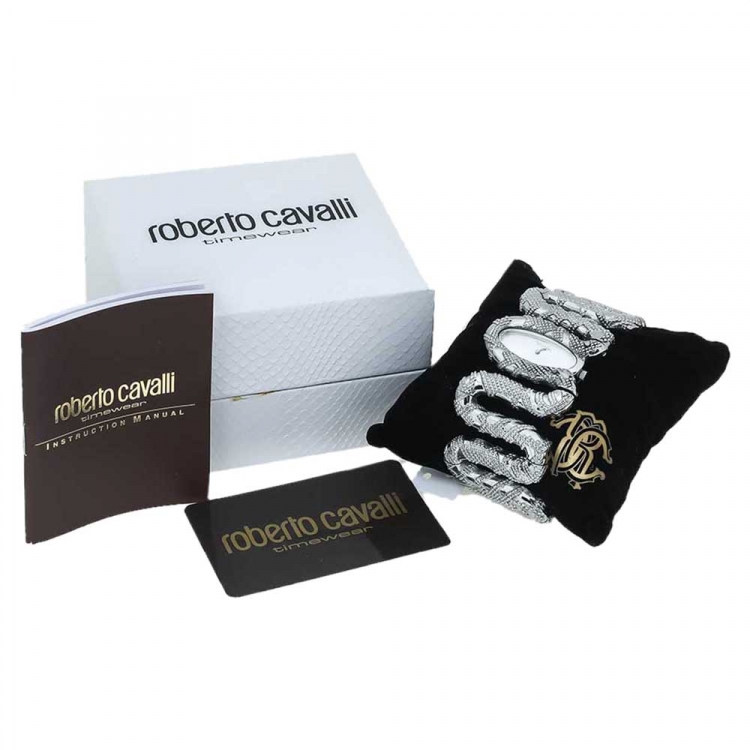 Pre Owned Roberto Cavalli Silver Stainless Steel Cleopatra R7253195515 Women's Wristwatch 40 MM