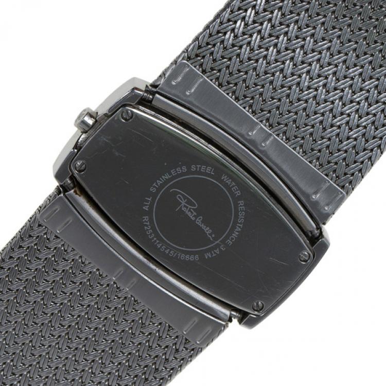 Pre Owned Roberto Cavalli Silver Stainless Steel Ellisse Women's Wristwatch 40MM