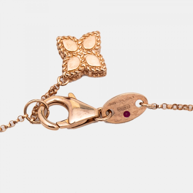 Pre Owned  Roberto Coin Princess Flower Diamonds 18k Two Tone Gold Bracelet