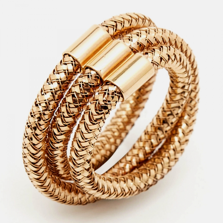 Pre Owned Roberto Coin Primavera Triple Row 18k Rose Gold Ring Size 52
