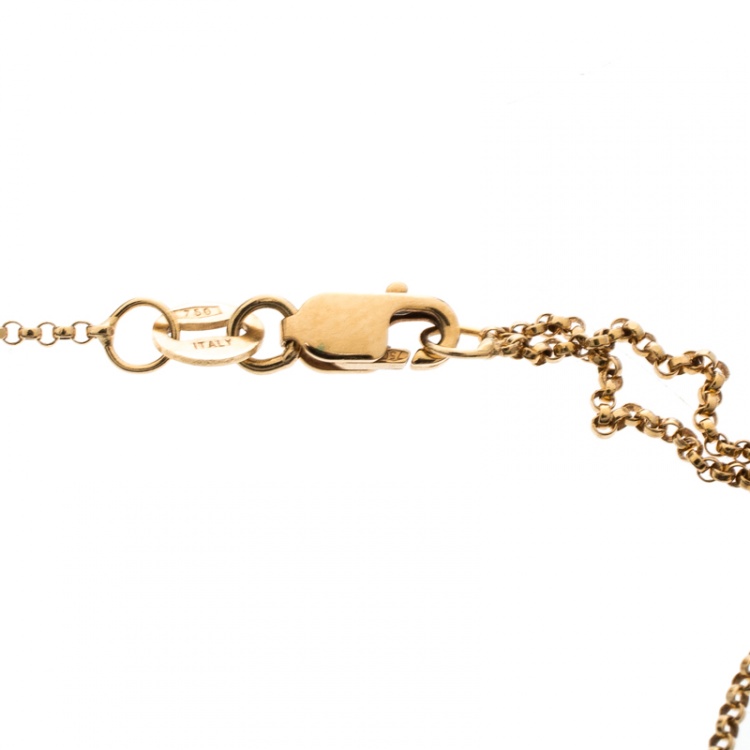 مملوكة مسبقًا Roberto Coin Pois Moi Diamond 18k Yellow Gold Square Pendant Necklace 