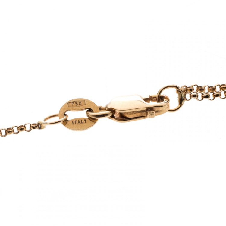 مملوكة مسبقًا Roberto Coin Pois Moi Diamond 18k Yellow Gold Square Pendant Necklace 