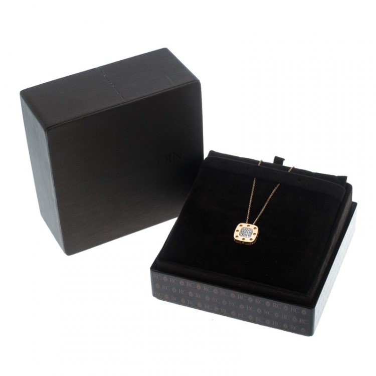 مملوكة مسبقًا Roberto Coin Pois Moi Diamond 18k Yellow Gold Square Pendant Necklace 