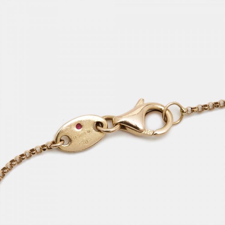 Pre Owned Roberto Coin Princess Flower Diamond 18k Rose Gold  Bracelet