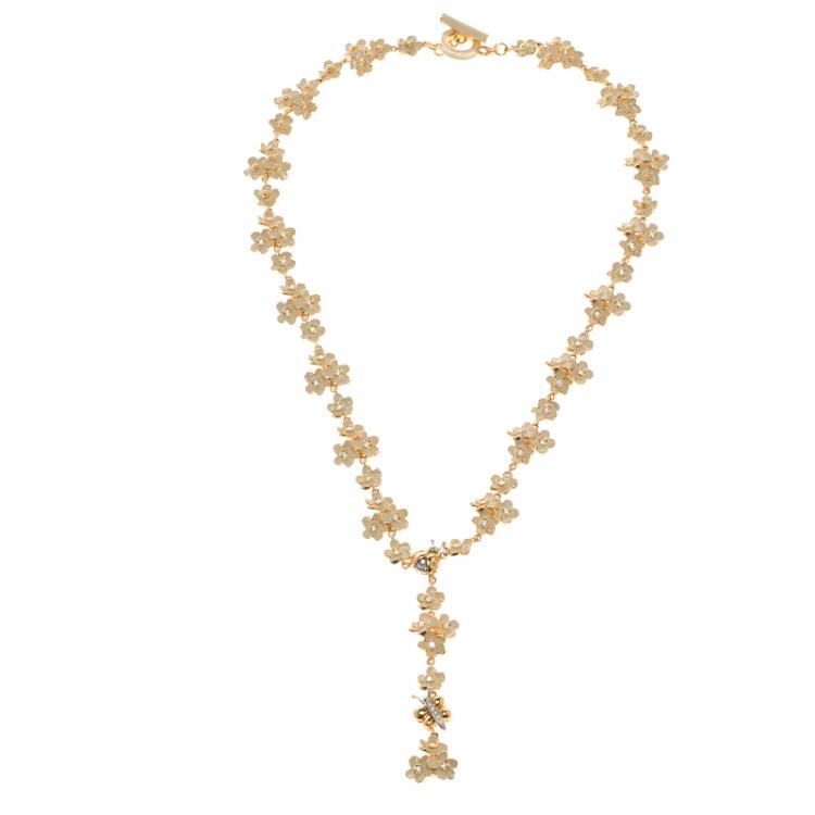 Pre Owned Roberto Coin Ivory Enamel & Flower Diamond 18k Rose Gold Necklace Earring Set