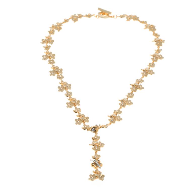 Pre Owned Roberto Coin Ivory Enamel & Flower Diamond 18k Rose Gold Necklace Earring Set
