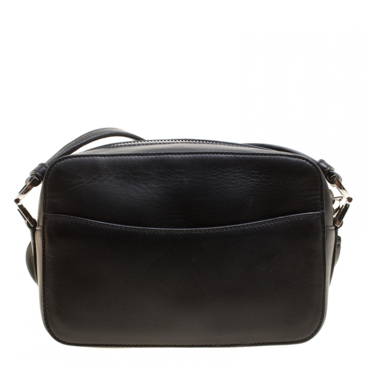 Pre Owned Rochas Black Leather Crystal Embellished Crossbody Bag
