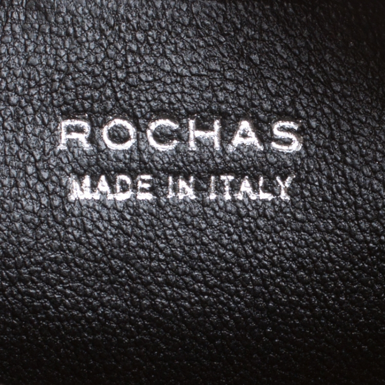 Pre Owned Rochas Black Leather Crystal Embellished Crossbody Bag