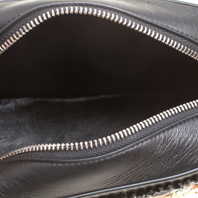 مملوكة مسبقًا Rochas Black Leather Crystal Embellished Crossbody Bag