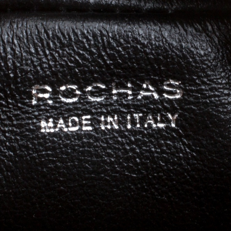 مملوكة مسبقًا Rochas Black Leather Crystal Embellished Crossbody Bag