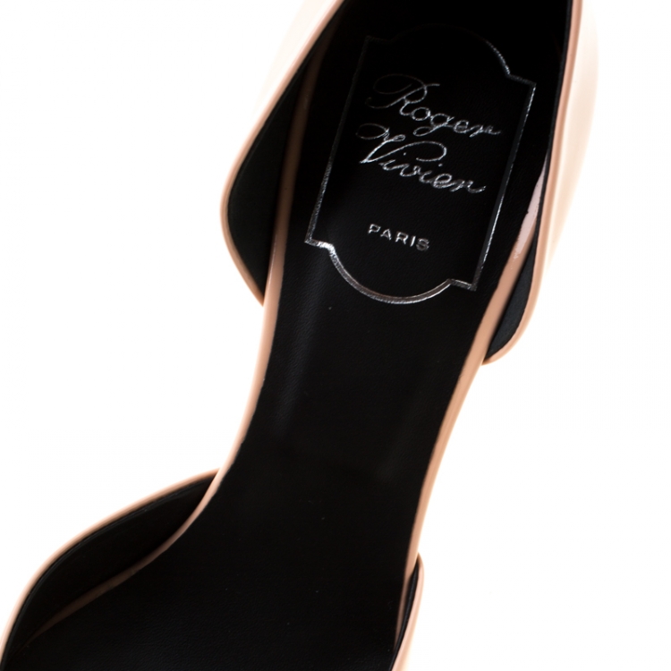 Pre Owned Roger Vivier Beige Patent Leather Sexy Choc D'Orsay Pumps 37.5