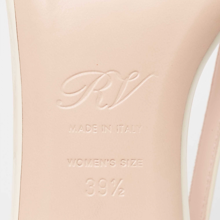 مملوكة مسبقًا Roger Vivier Cream Patent Leather Belle Vivier 45  Slingback Pumps Size 39.5