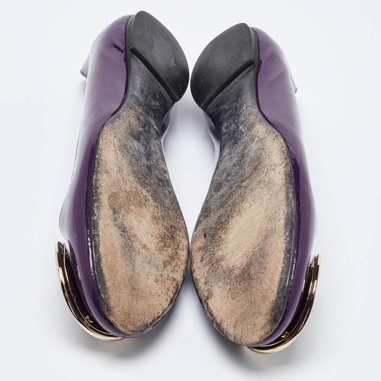 Pre Owned Roger Vivier Purple Patent Leather Morbida Ballet Flats Size 39