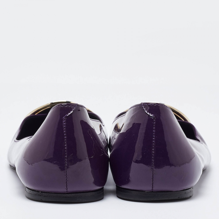 Pre Owned Roger Vivier Purple Patent Leather Morbida Ballet Flats Size 39