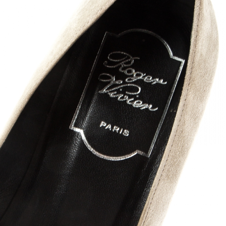 Pre Owned Roger Vivier Grey Suede Square Toe Pumps Size 36