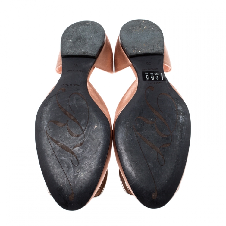 مملوكة مسبقًا Roger Vivier Dusty Pink Satin Crystal Embellished D'orsay Ballet Flats Size 36
