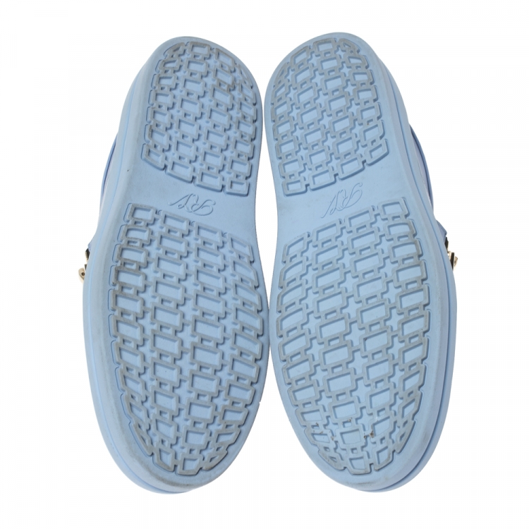 Pre Owned Roger Vivier Blue Leather Sneaky Viv Zip-Up Sneakers Size 35