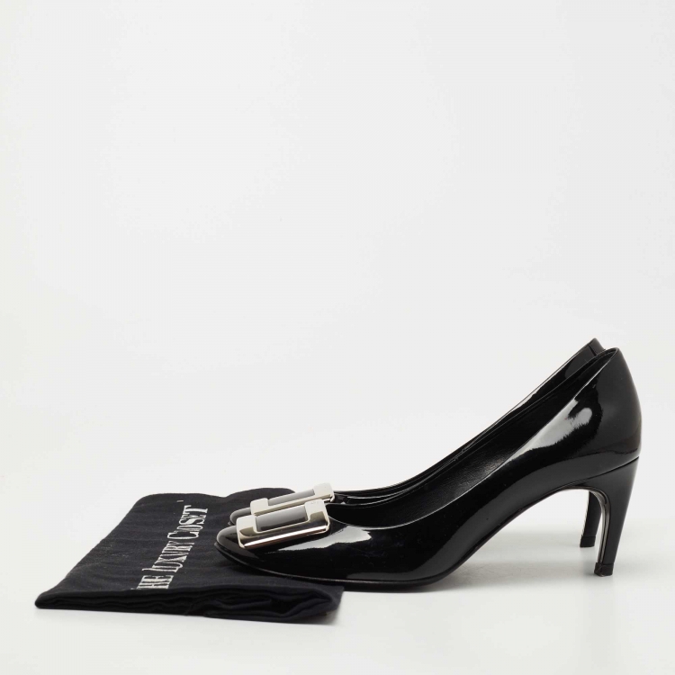 Pre Owned Roger Vivier Black Patent Leather Trompette Pumps Size 35.5