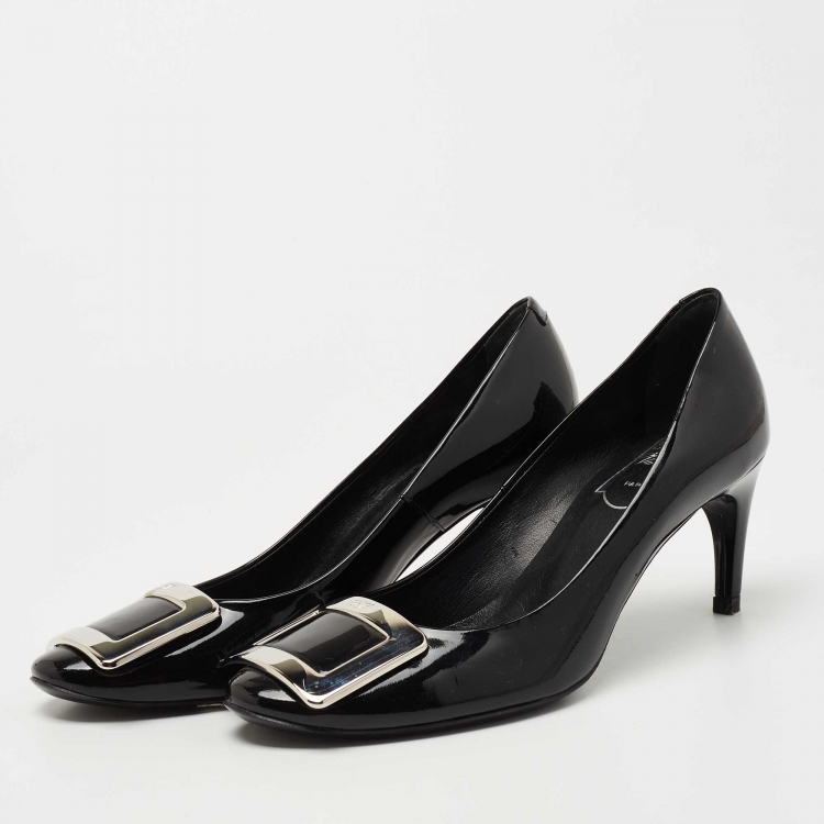 Pre Owned Roger Vivier Black Patent Leather Trompette Pumps Size 35.5