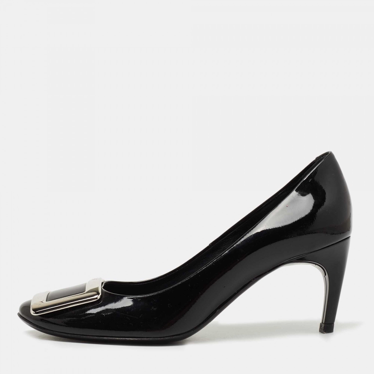 Pre Owned Roger Vivier Black Patent Leather Trompette Pumps Size 35.5