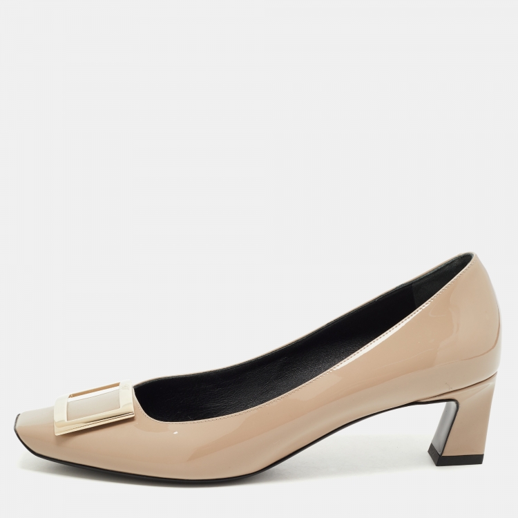 Pre Owned Roger Vivier Grey Patent Leather Trompette Pumps Size 40