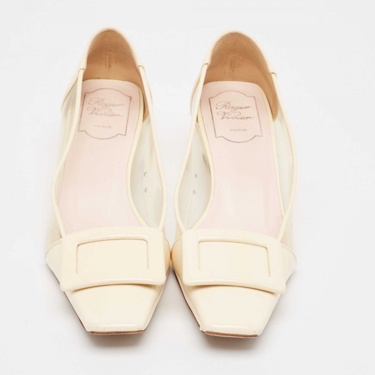 Pre Owned Roger Vivier  Cream PVC and Patent Belle Vivier Pumps Size  37.5