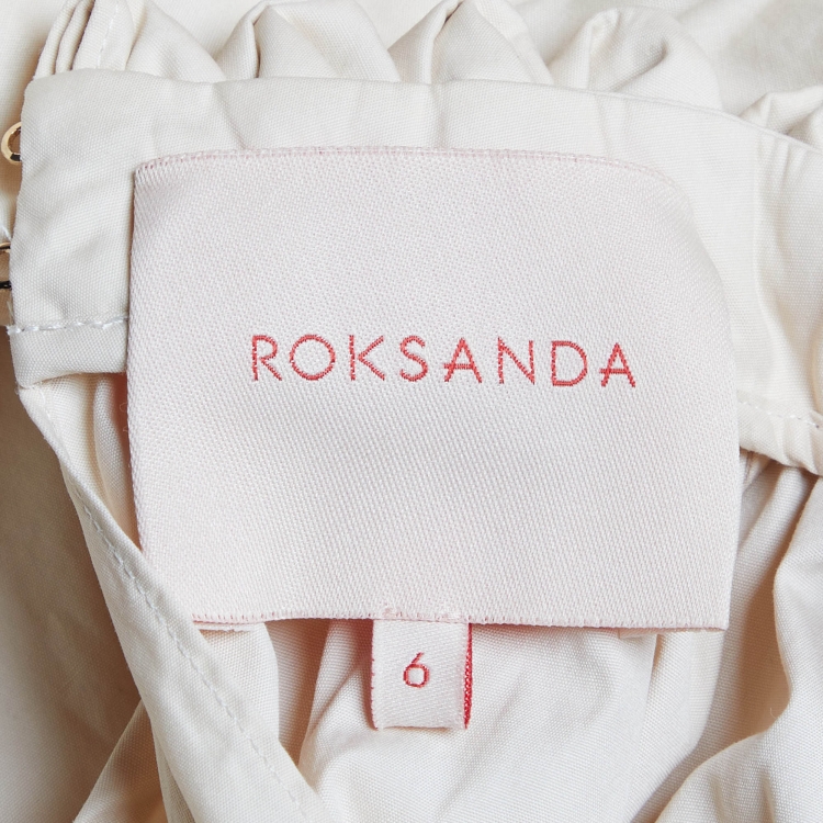 Pre Owned Roksanda Ilincic Beige Cotton Sleeveless Patterned Neck Top S